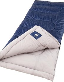 Coleman Brazos 20/30°F Adult Cool-Weather Sleeping Bag with No-Snag Zipper & Stuff Sack, Machine Washable, Great for Camping, Traveling, Guests, & More