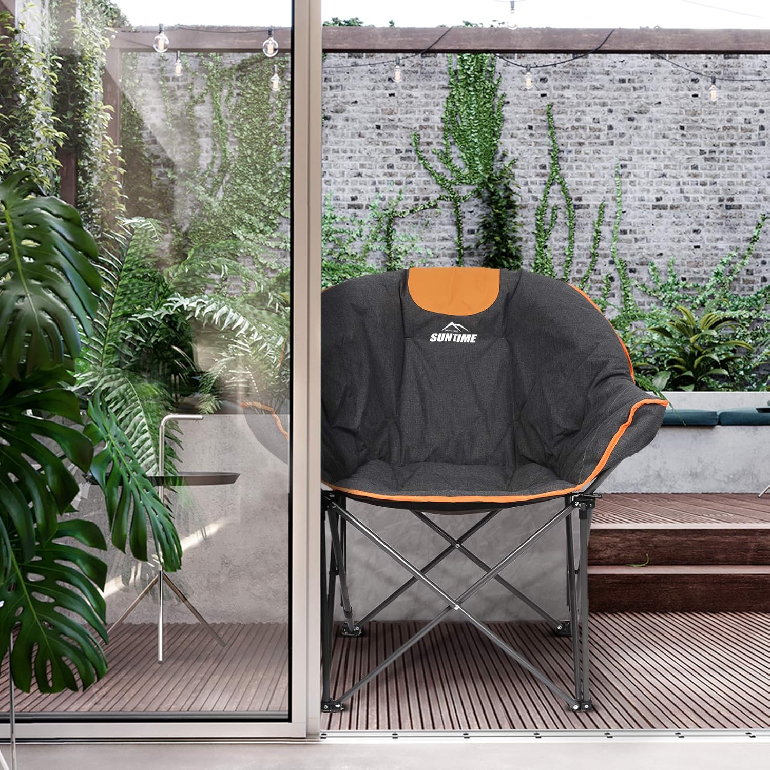 OUTDOOR LIVING SUNTIME Sofa Chair, Oversize Padded Moon Leisure Portable Stable Comfortable Folding Chair for Camping, Hiking, Carry Bag - Image 7