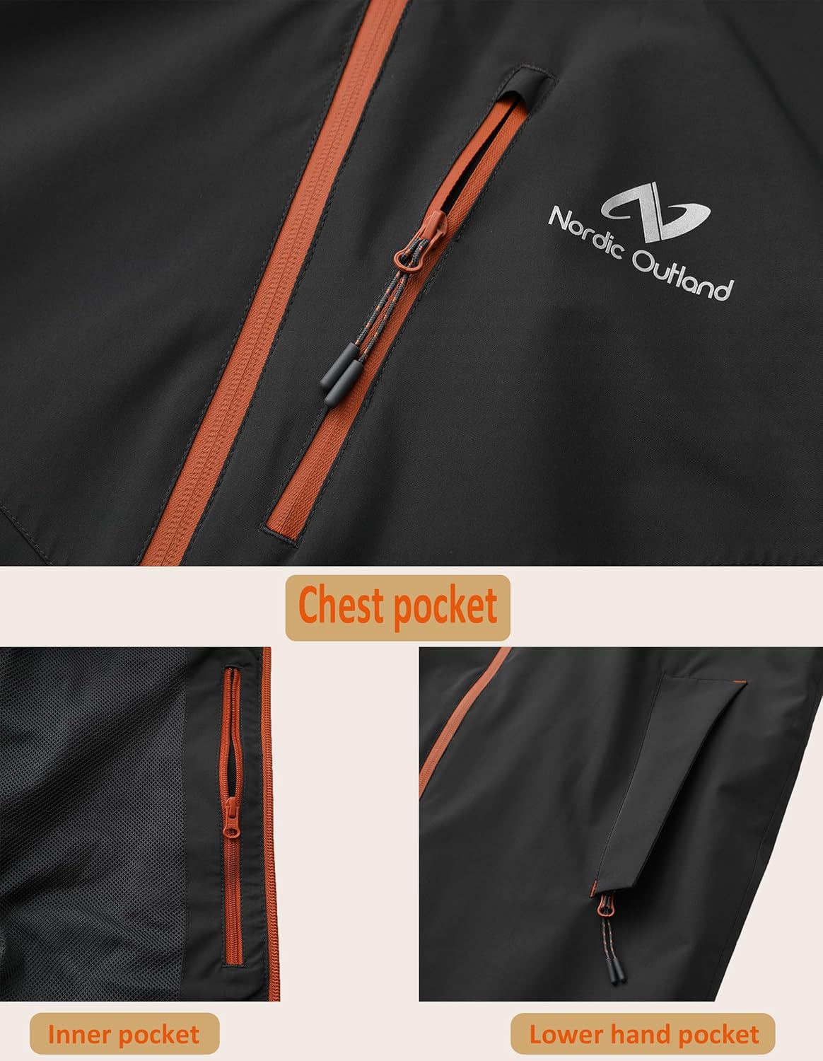 Rain Jacket Men,Waterproof Breathable Long Raincoat with Hood Mesh Lining,Windbreaker for outdoor activities - Image 3