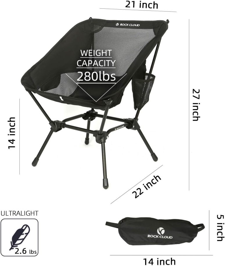 ROCK CLOUD Portable Camping Chair Ultralight Folding Chairs Outdoor for Camp Hiking Backpacking Lawn Beach Sports - Image 3