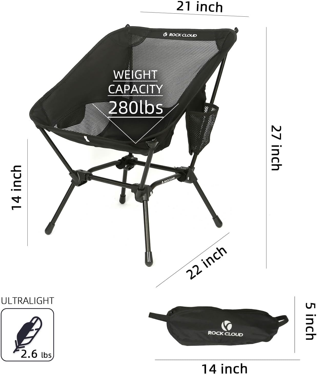 ROCK CLOUD Portable Camping Chair Ultralight Folding Chairs Outdoor for Camp Hiking Backpacking Lawn Beach Sports - Image 3