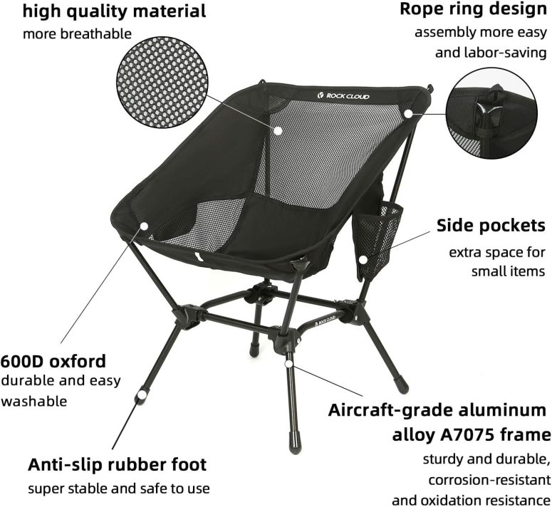 ROCK CLOUD Portable Camping Chair Ultralight Folding Chairs Outdoor for Camp Hiking Backpacking Lawn Beach Sports - Image 5