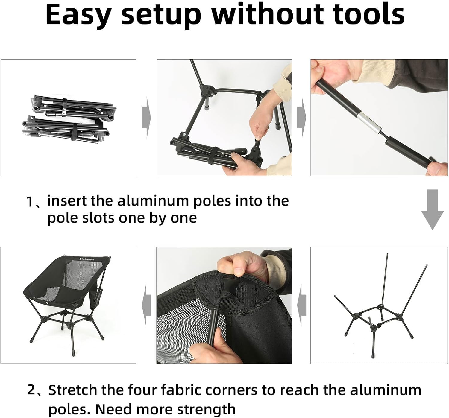ROCK CLOUD Portable Camping Chair Ultralight Folding Chairs Outdoor for Camp Hiking Backpacking Lawn Beach Sports - Image 7